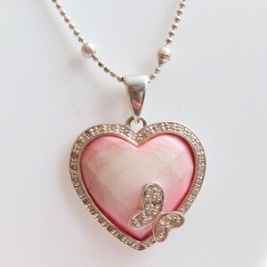 Sterling silver chain with pink heart pendant